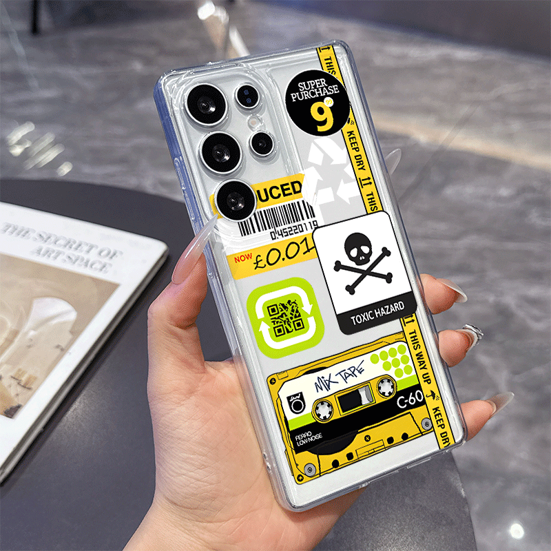 Phone Cases Funny - Zabawne naklejki z kolażem etykiet, wzór,