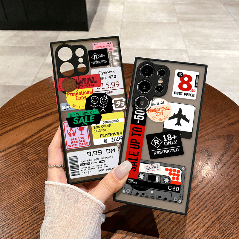 Phone Cases Funny - Zabawne naklejki z kolażem etykiet, wzór