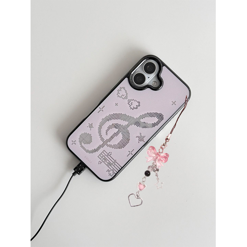 Phone Cases Korea - INS Koreańskie Różowe Mozaikowe Nuty Muzyczne